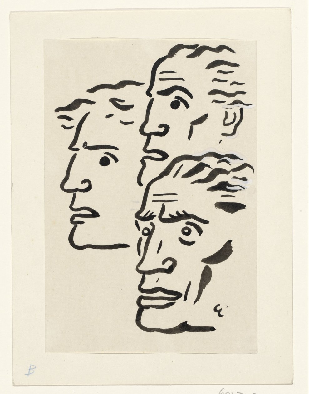 Los rostros de tres hombres de Leo Gestel (signed by artist)