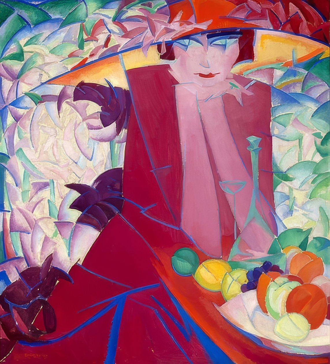 Dama con gran sombrero en la casa de verano. 1913 de Leo Gestel