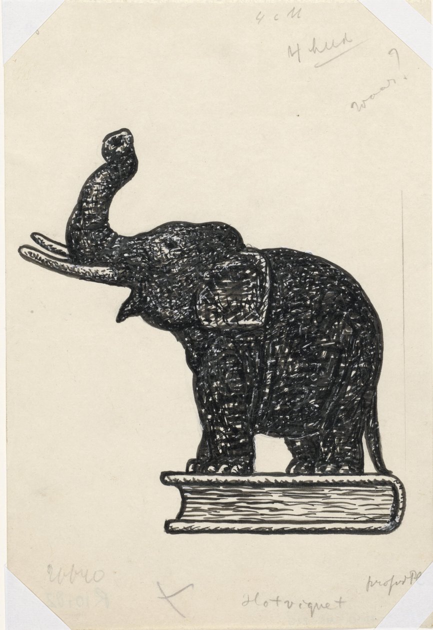 Elefante sobre libro (boceto) de Leo Gestel