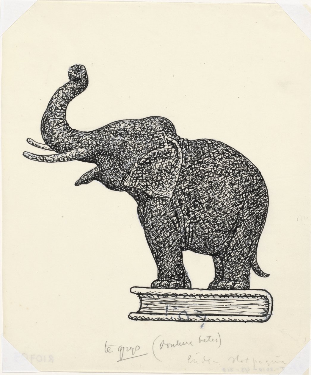 Elefante sobre libro (boceto) de Leo Gestel