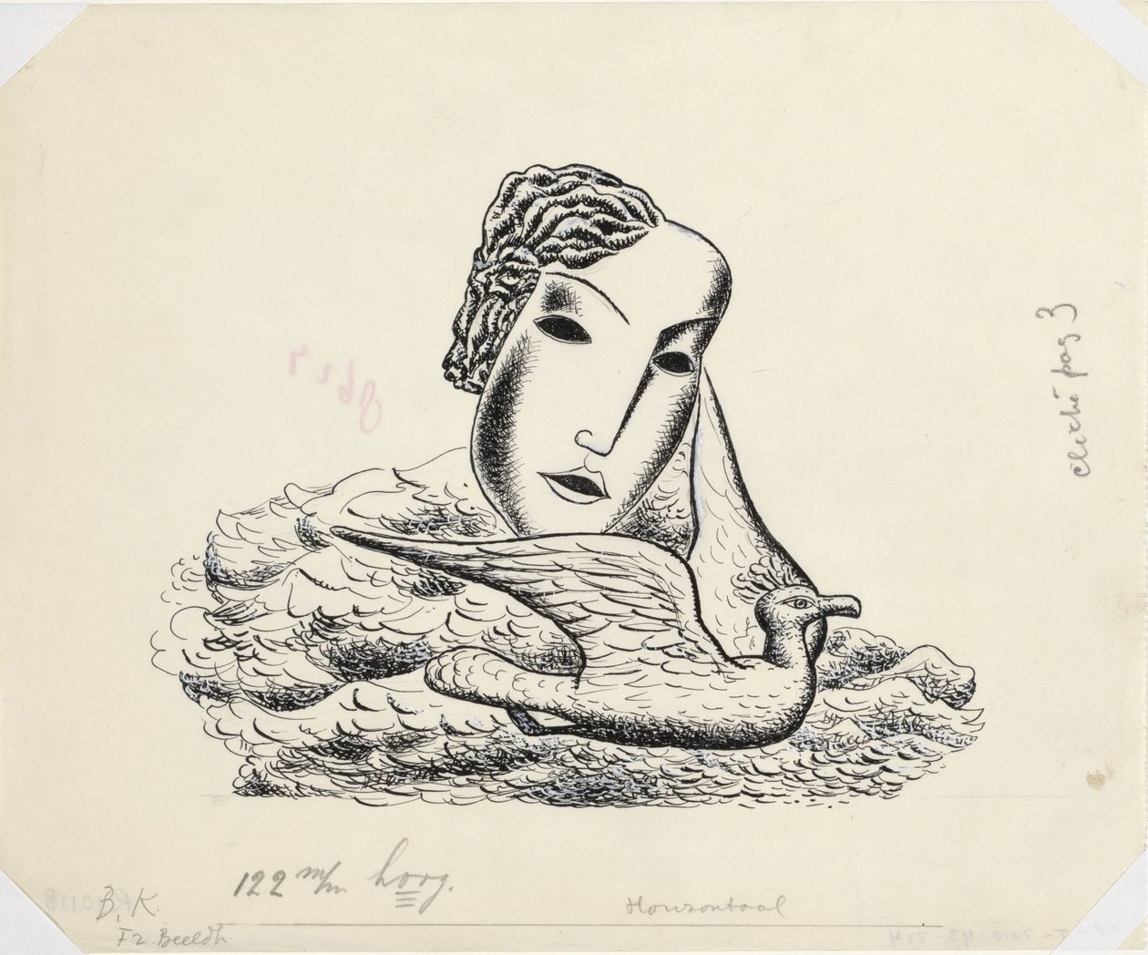 Cabeza de mujer con pájaro (boceto) de Leo Gestel
