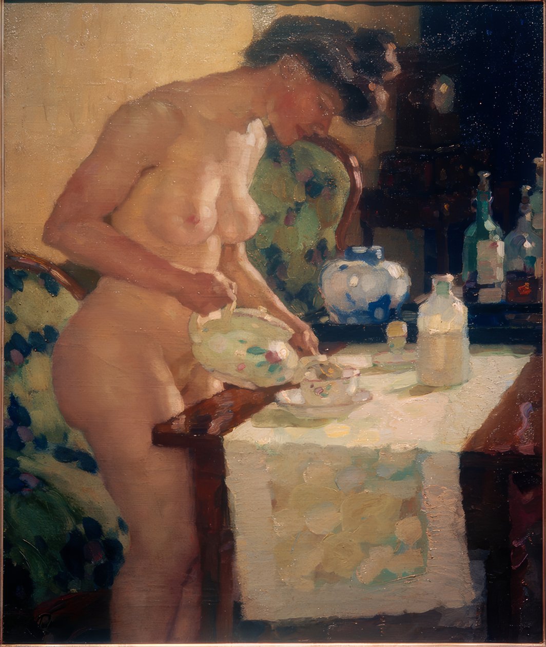 Modelo en la mesa de té de Leo Putz