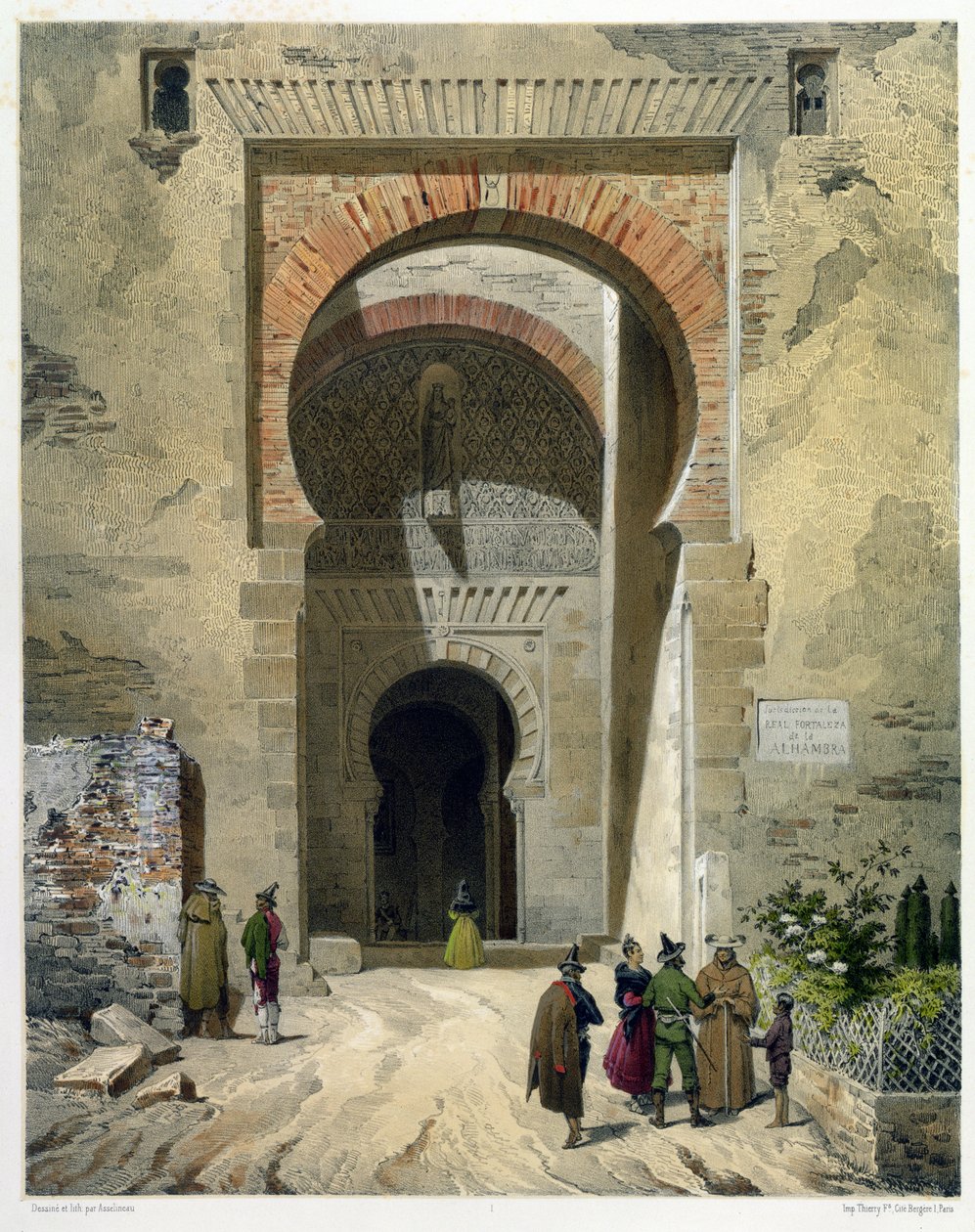La Puerta de la Justicia, entrada a la Alhambra, Granada, 1853 de Leon Auguste Asselineau