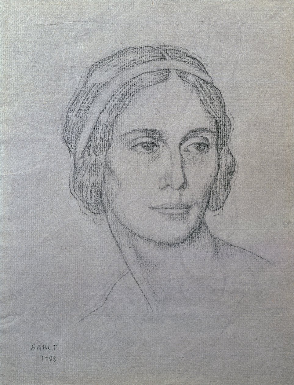 Retrato de Anna Pavlova (1881-1931), 1908 (carboncillo sobre papel) de Leon Bakst
