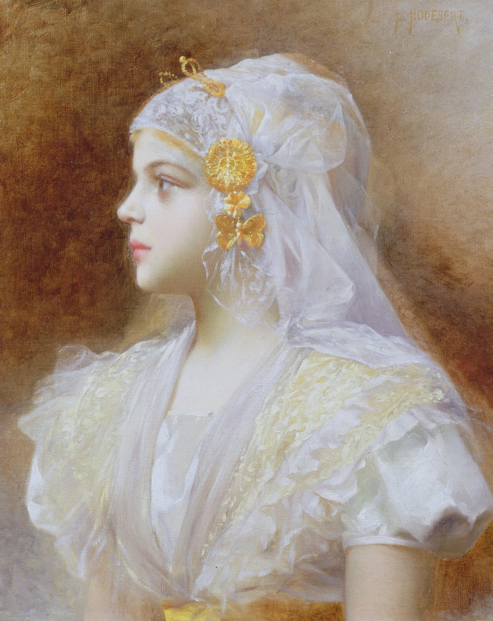 Retrato de una niña de Leon Auguste Cesar Hodebert