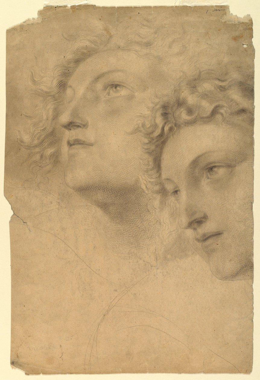 Dibujo, Dos cabezas femeninas, 1886-92 de Leon Dabo