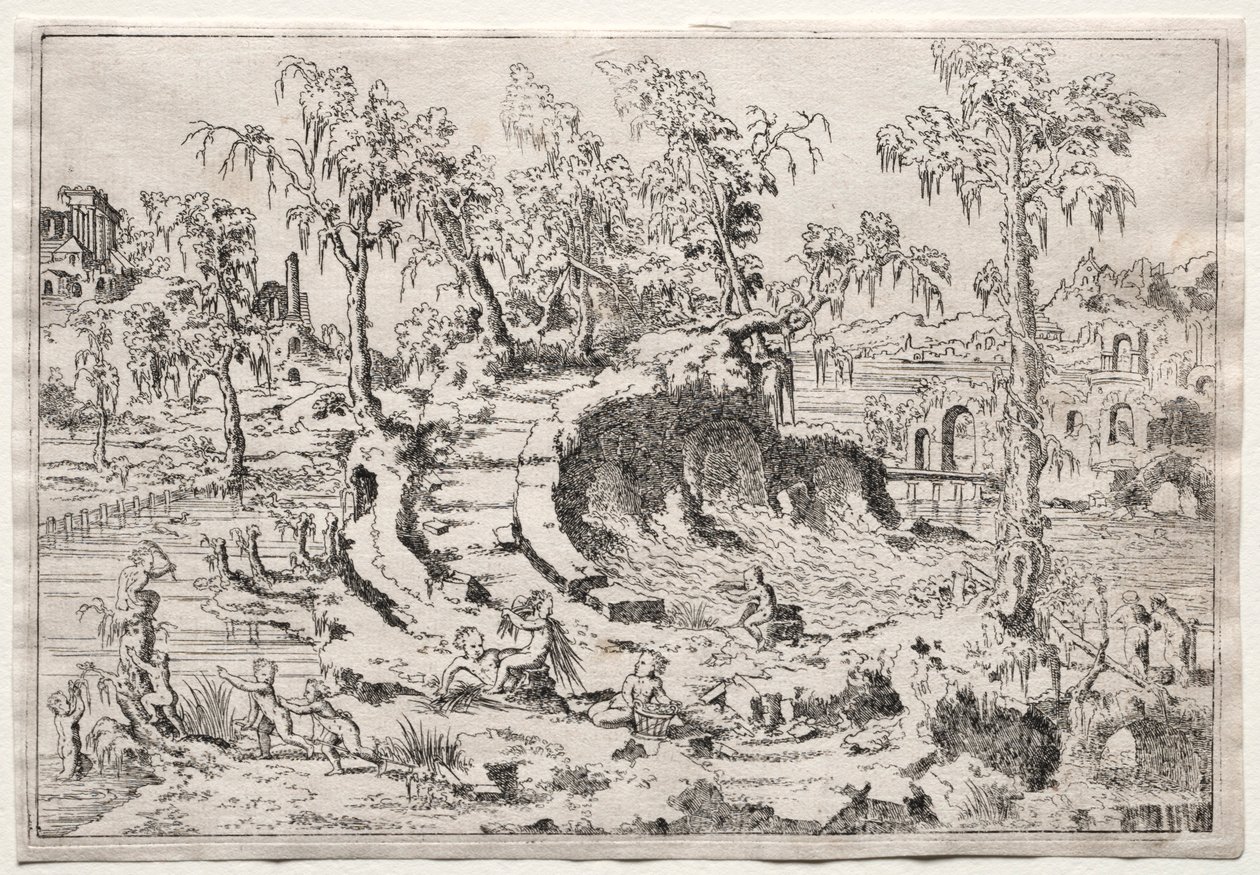 Paisaje con Putti, c. 1550 de Leon Davent