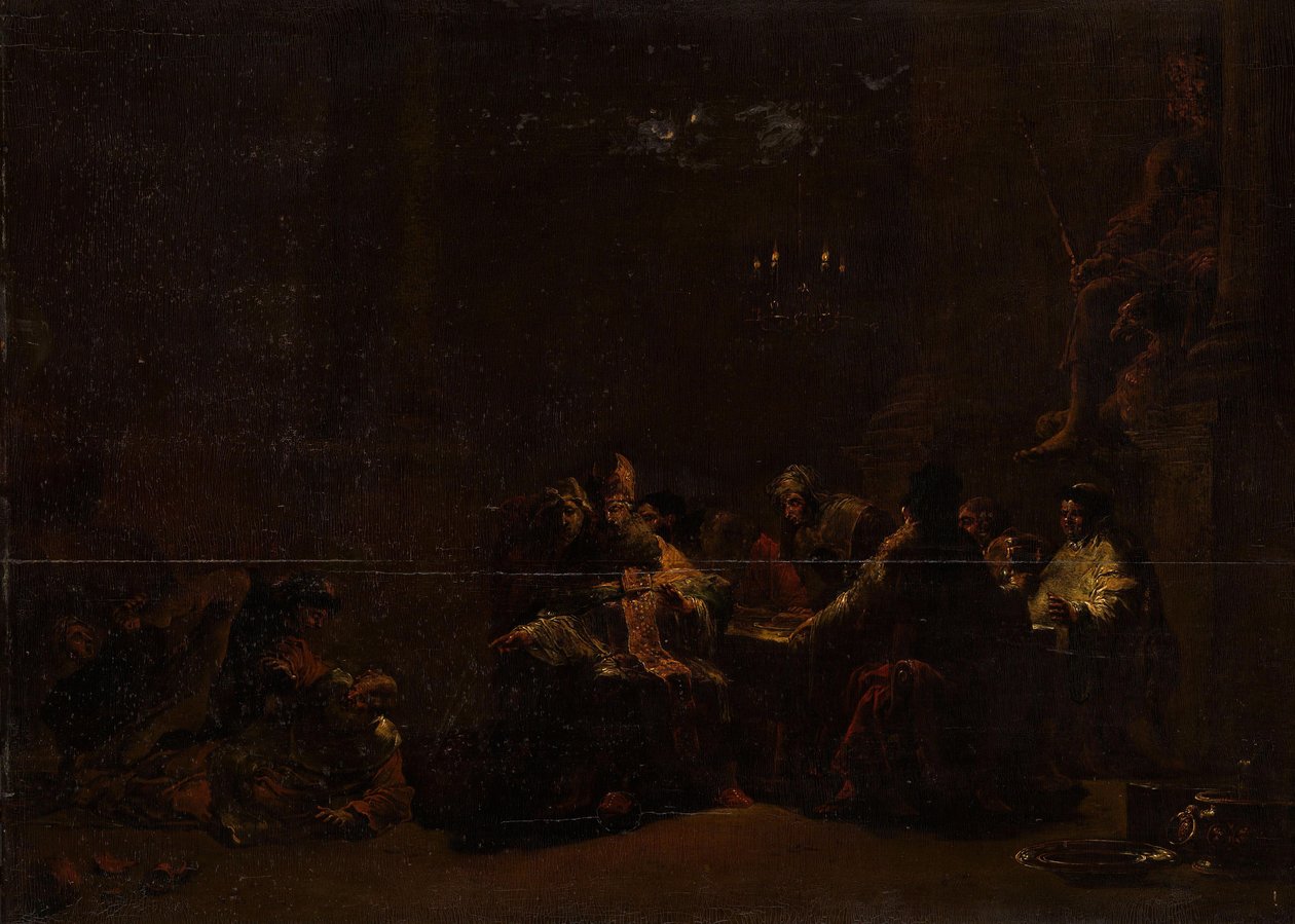 Pashur golpeando a Jeremías en el Templo de Leonaert Bramer