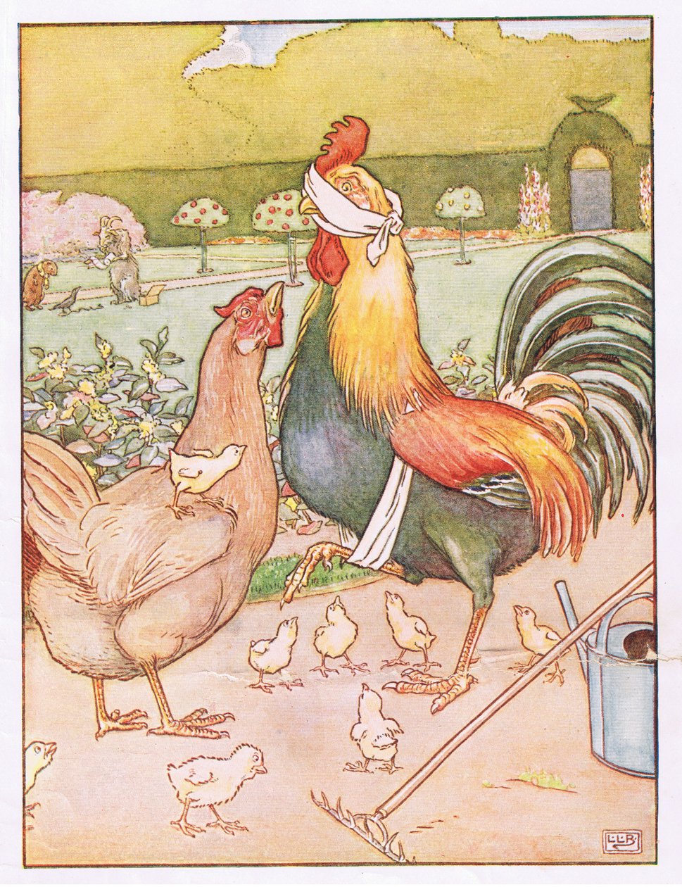 Y el gallo tuvo un golpe desagradable, ilustración de 