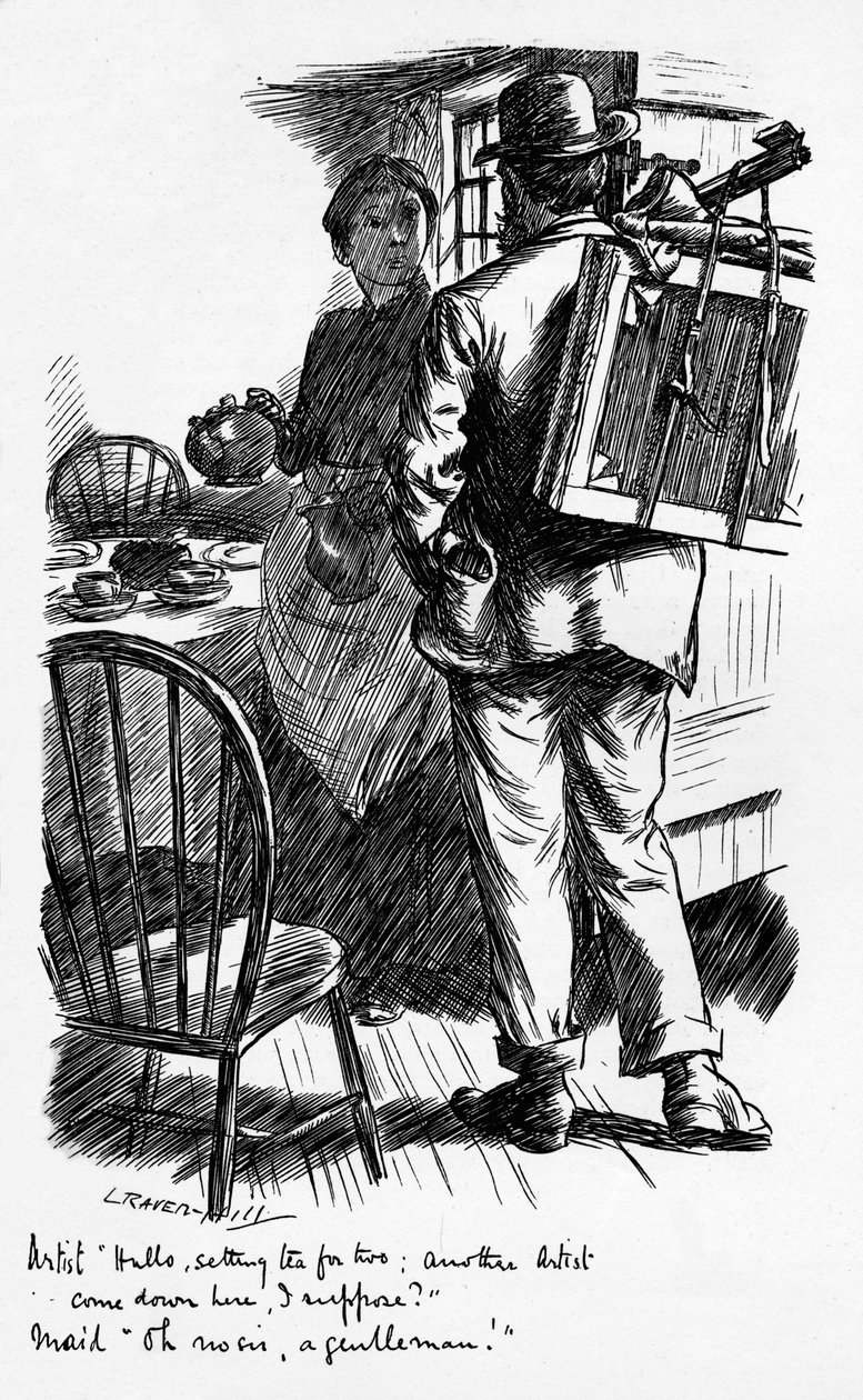 Oh No Señor Un Caballero, c. 1899 de Leonard Raven Hill