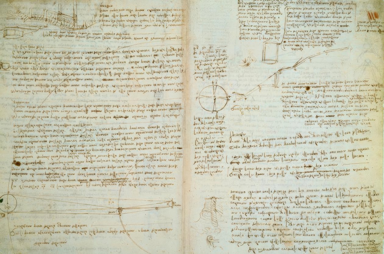 Leonardo da Vinci, páginas del Cod. Hammer de Leonardo da Vinci