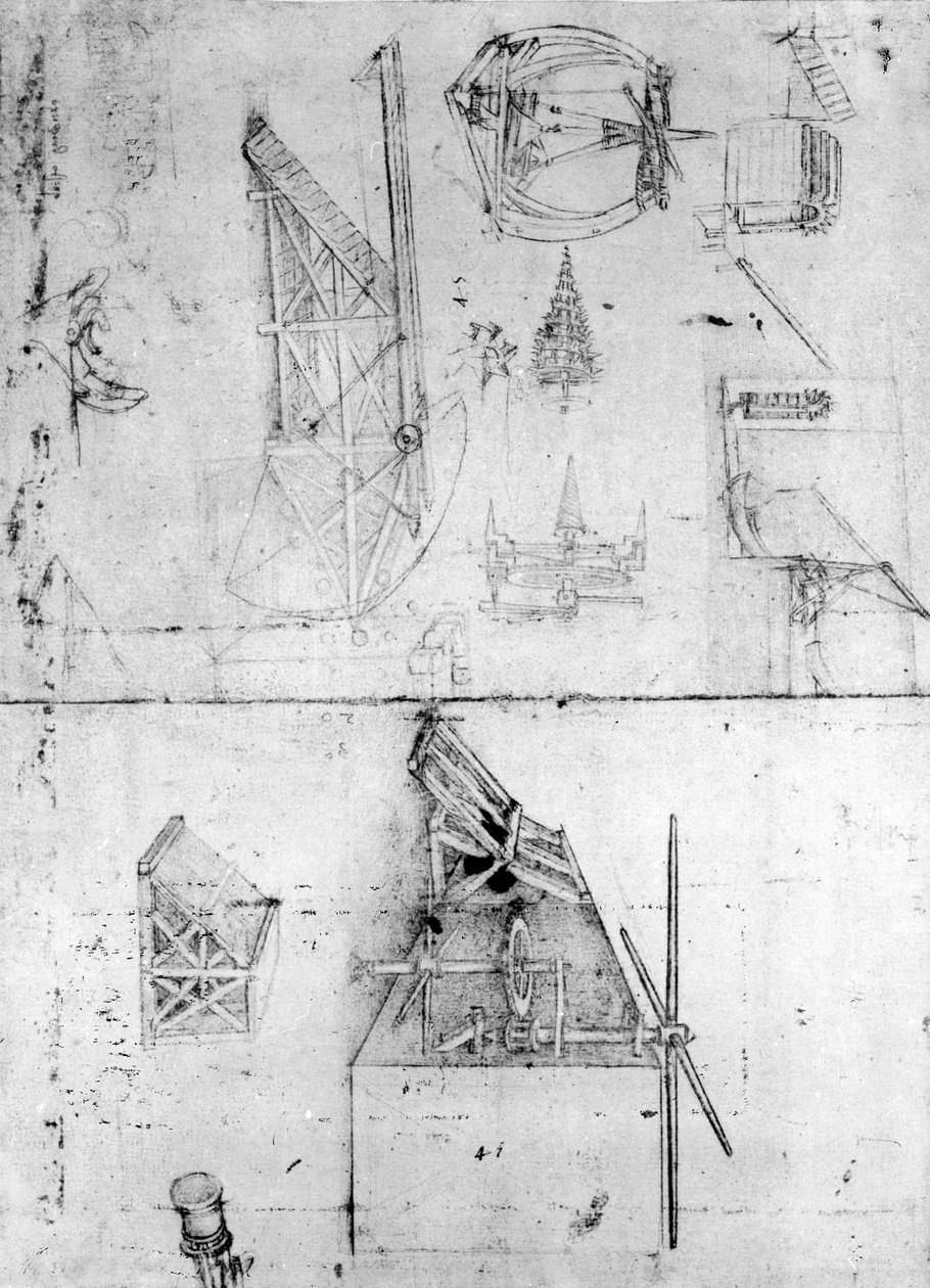 Diseños de maquinaria, fol. 394v de Leonardo da Vinci