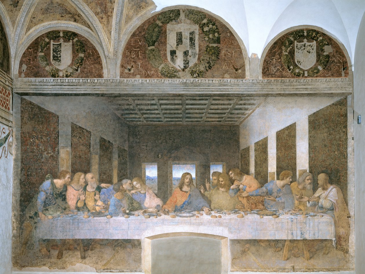 La última cena, 1495-97 (post restauración) de Leonardo da Vinci