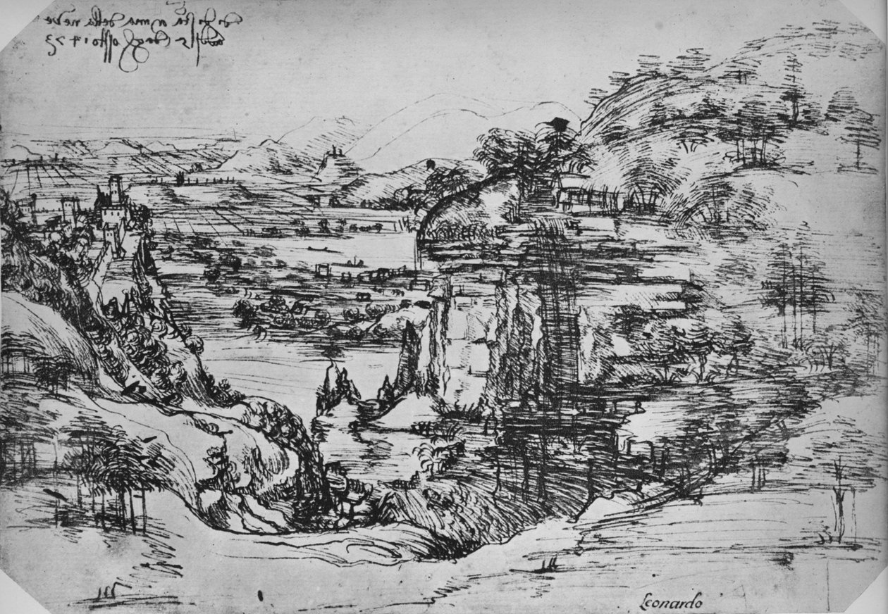 Paisaje, c1480 1945 de Leonardo da Vinci