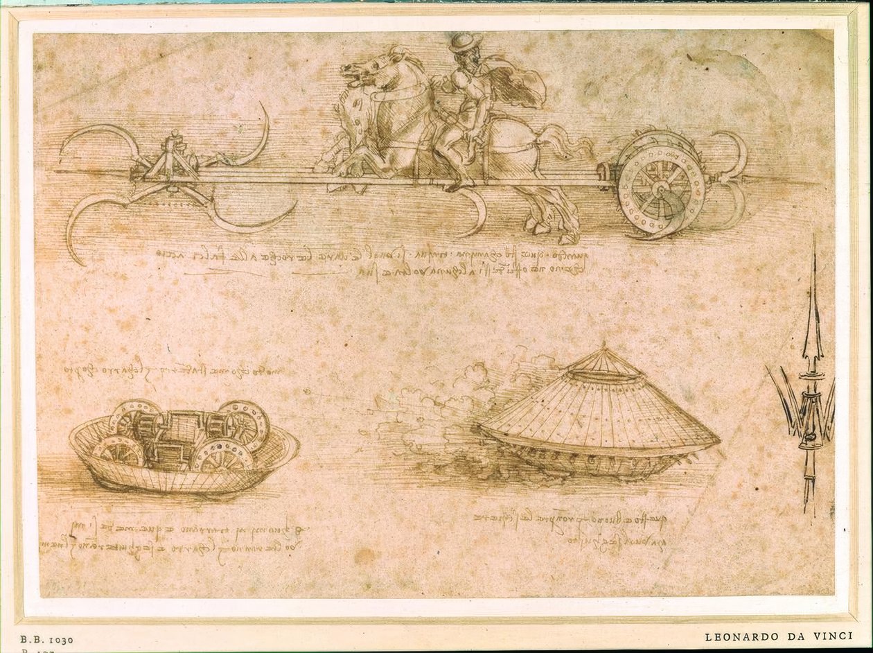 Carro de hoz y carro blindado de Leonardo da Vinci