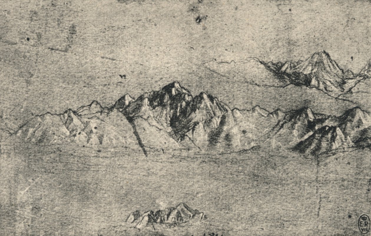 Estudio de cordilleras, c. 1480 de Leonardo da Vinci