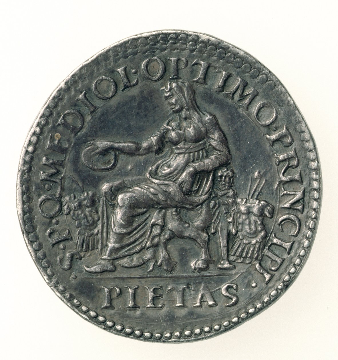 Testone de Carlos V (1500-58) Duque de Milán, grabado por Dye, 1535-56 (reverso) de Leone Leoni