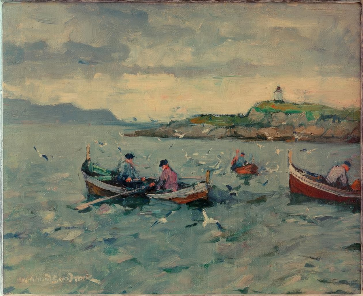 Pescadores en las Lofoten de Leonhard Sandrock
