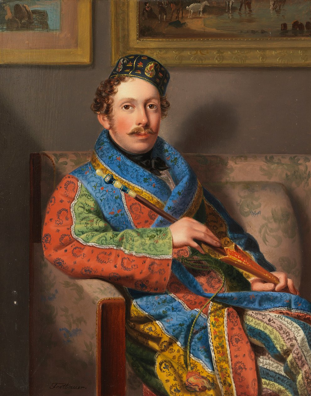 Joven caballero en bata de fumar, 1830 de Leopold Fertbauer