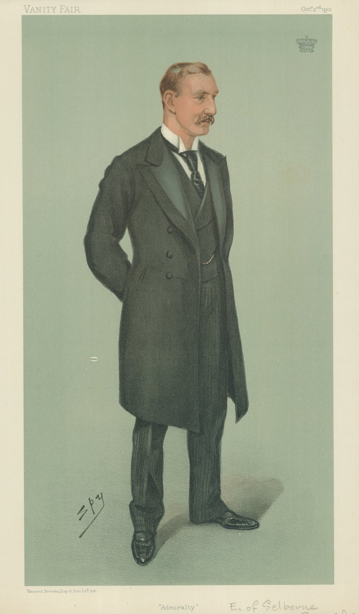 El Conde de Selborne, Almirantazgo, 3 de octubre de 1901, caricatura de Vanity Fair de Leslie Matthew Ward