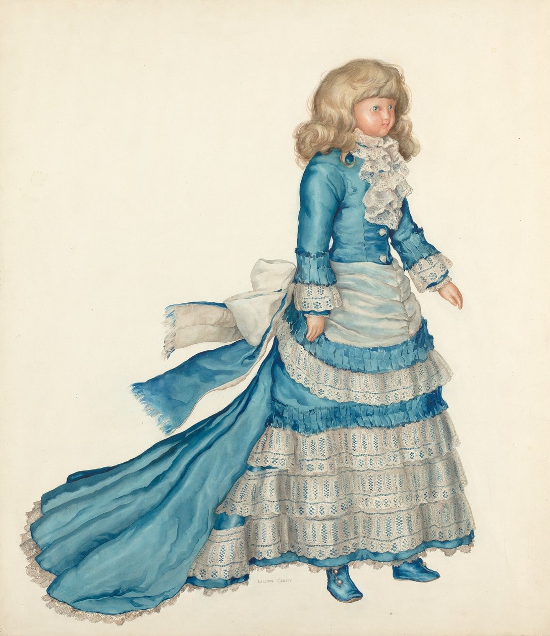 Muñeca con Vestido Azul, 1935-1942 de Lillian Causey
