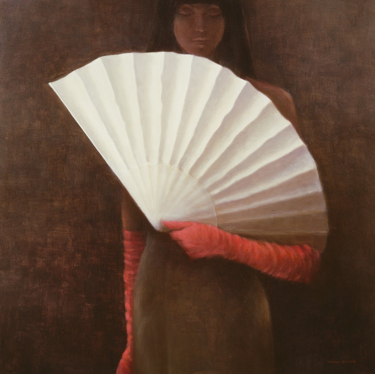 Niña con abanico blanco de Lincoln Seligman