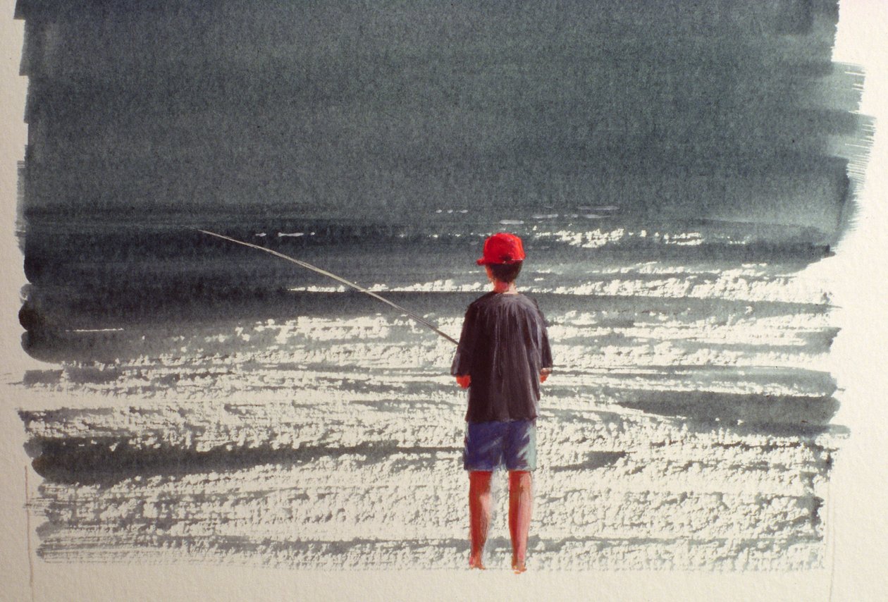 Henry pescando, Alpes, 1990 de Lincoln Seligman