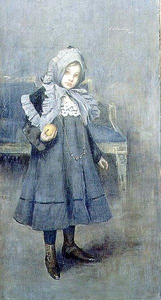 Chica con un Bonete Gris de Lino Selvatico