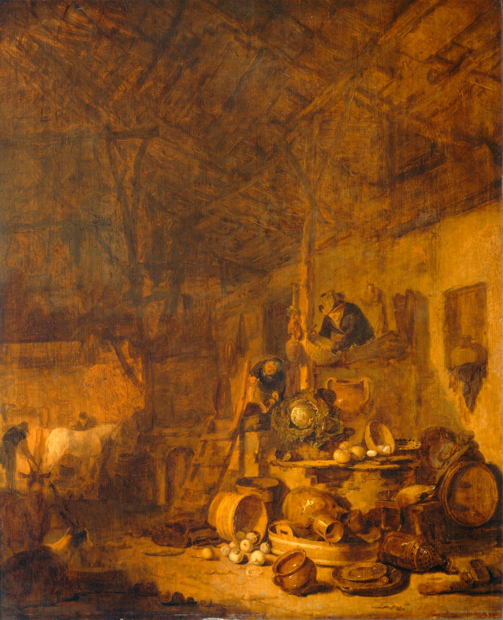 Interior del granero ... de Lionel Hamilton Renwick