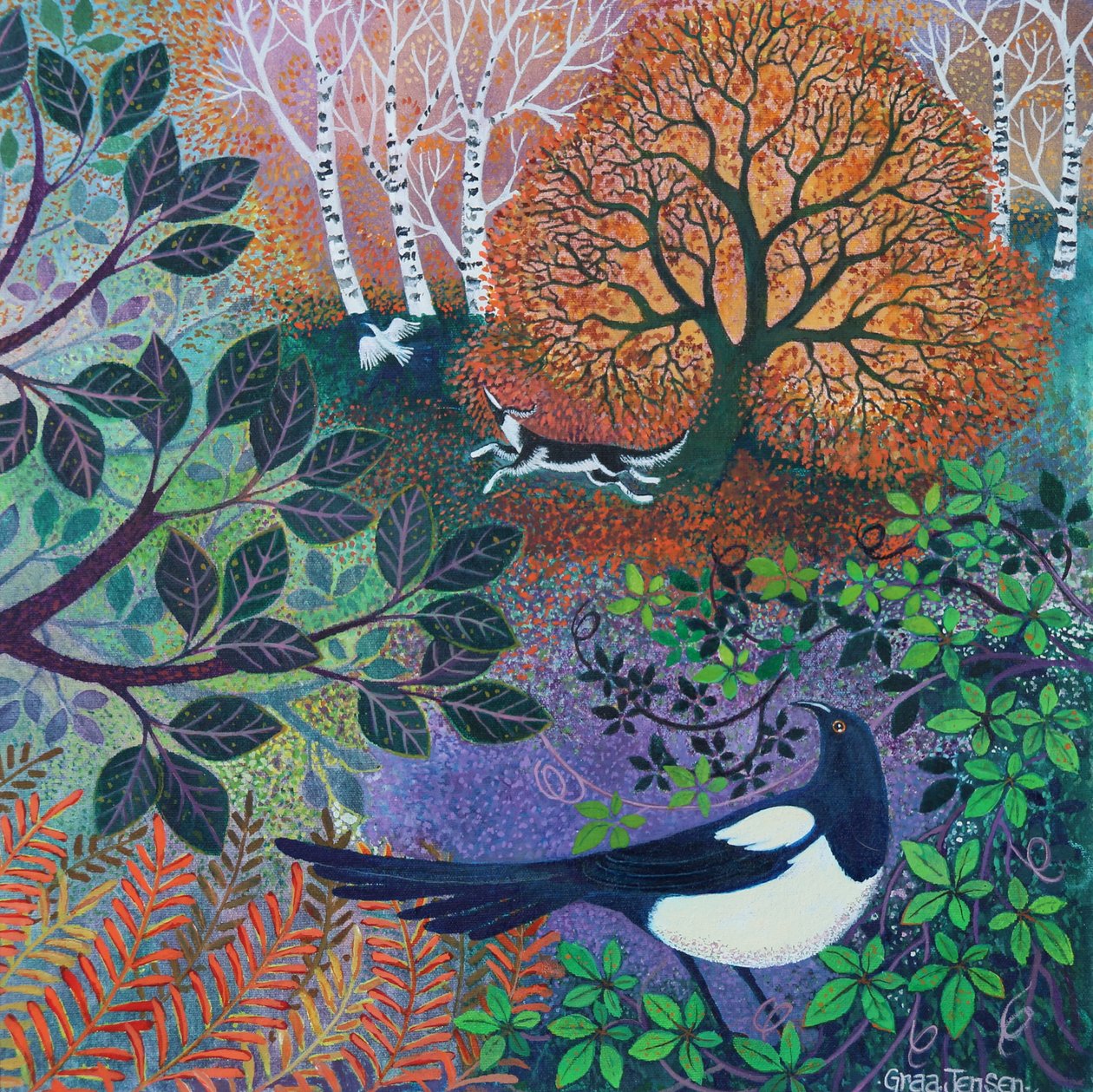 Vista de pájaro, 2024 (acrílicos sobre lino) de Lisa Graa Jensen
