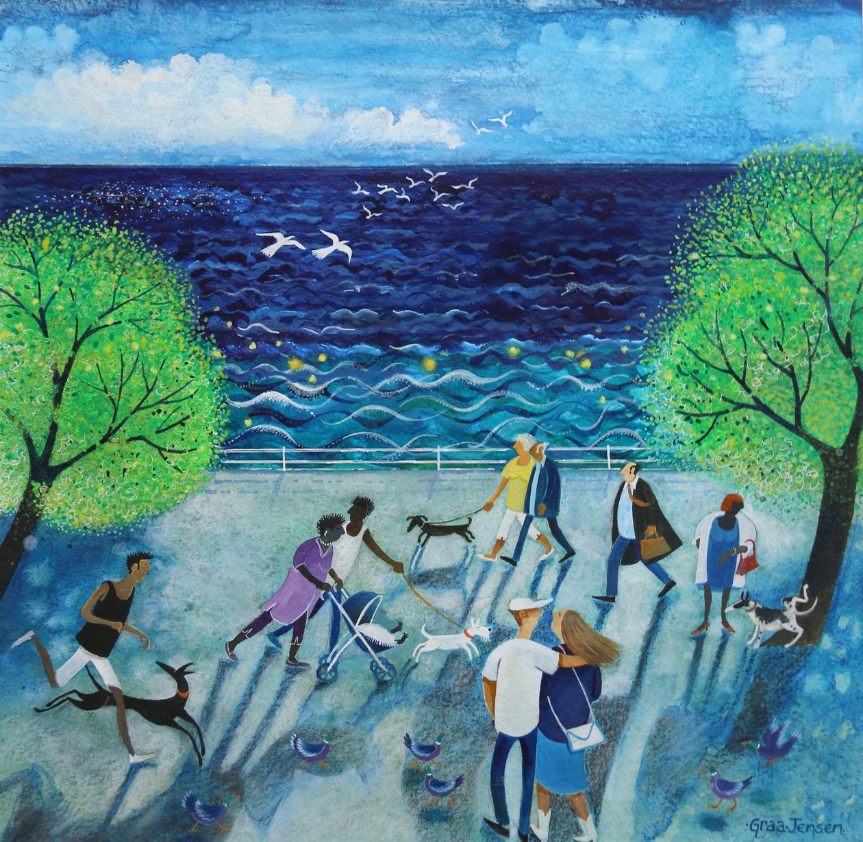 By The Sea, 2021,(acrílicos sobre papel) de Lisa Graa Jensen