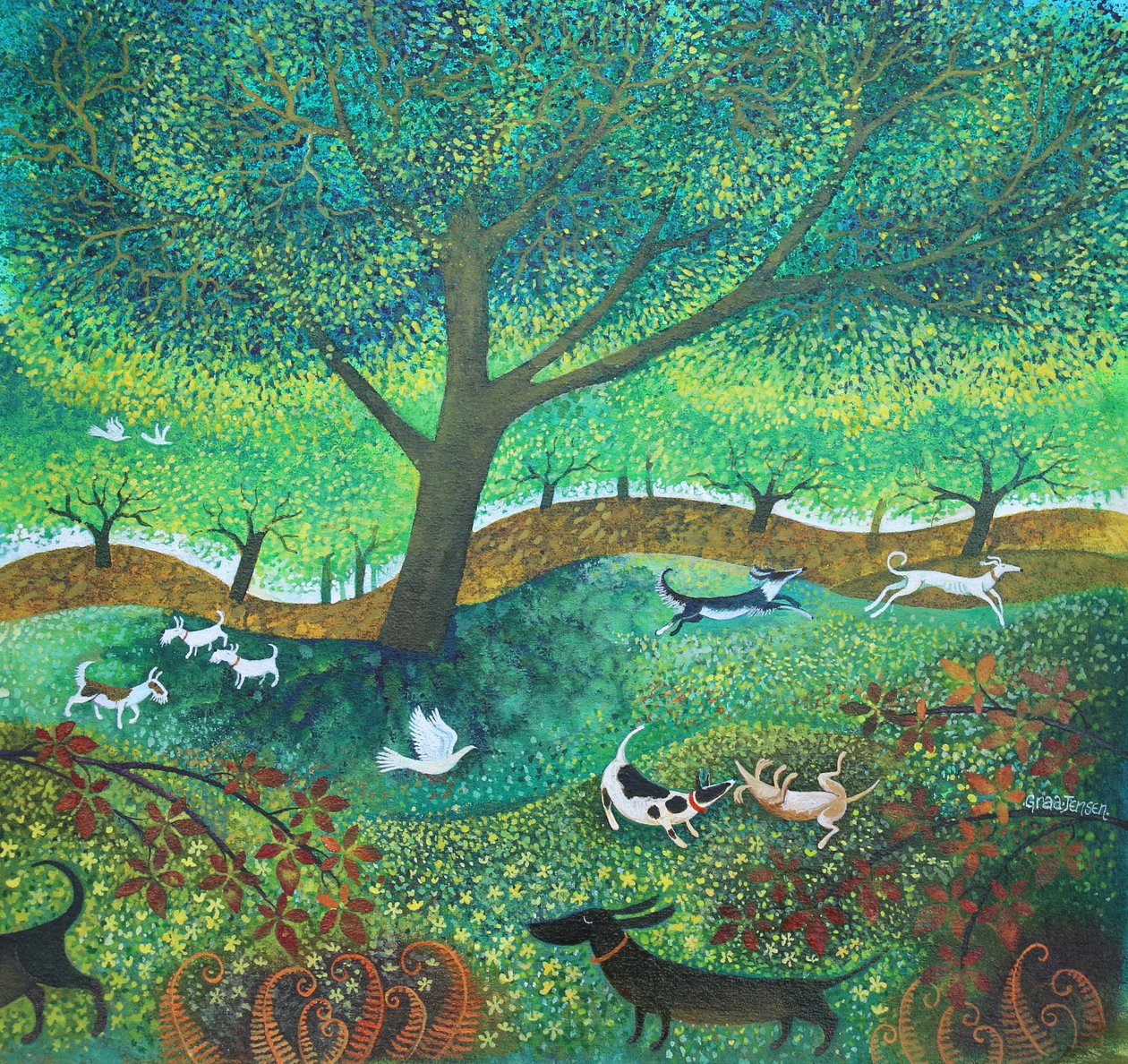 Dog Days, 2024 (acrílicos sobre lino) de Lisa Graa Jensen