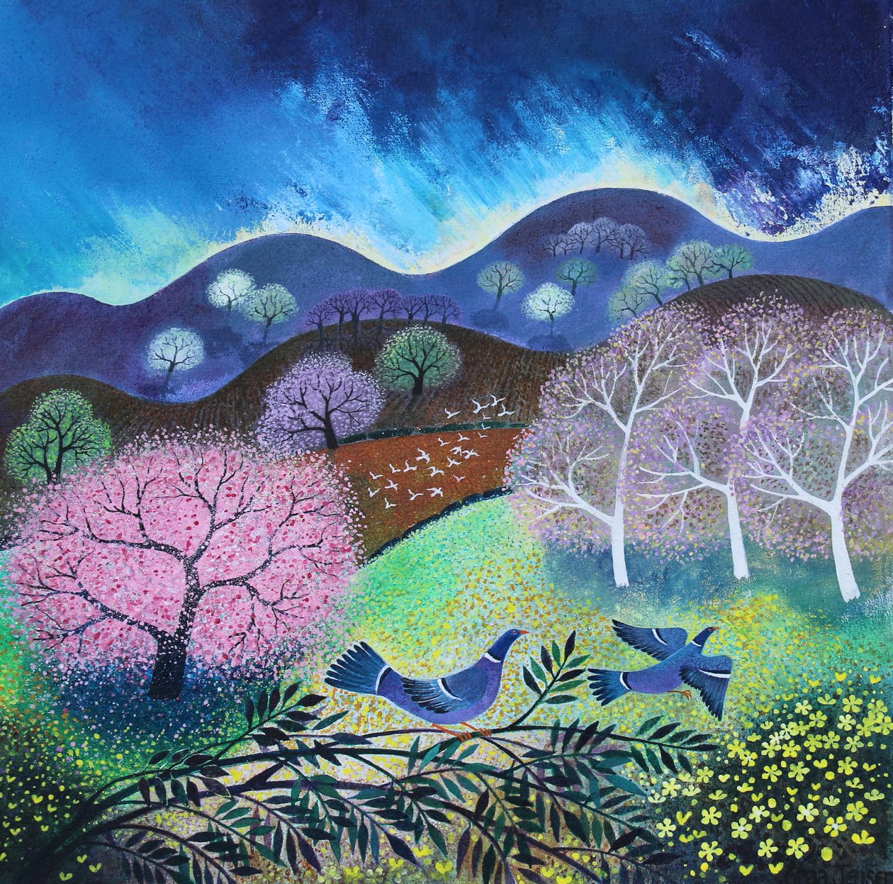 Árbol rosa, 2024 (acrílicos sobre lino) de Lisa Graa Jensen