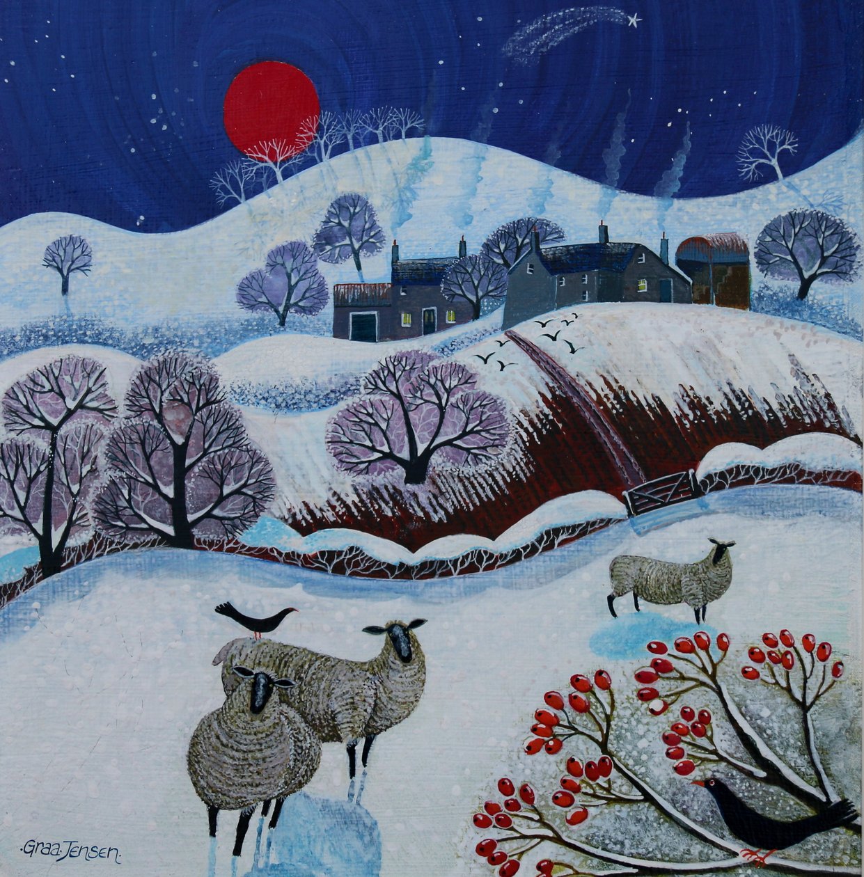 Snowy Times, 2025 (acrílicos sobre lino) de Lisa Graa Jensen