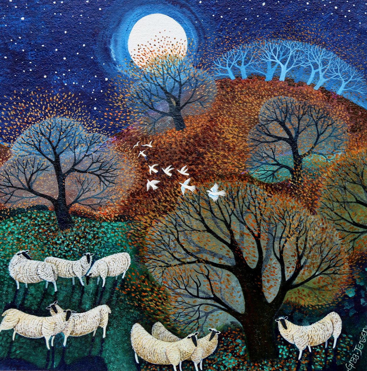 Windy Sheep, 2022 (acrílicos sobre lino) de Lisa Graa Jensen