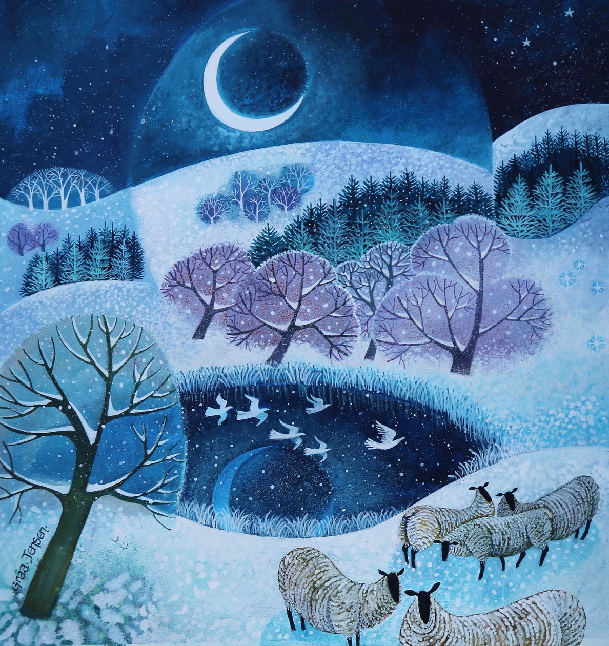 Wintery Hills, 2025 (acrílicos sobre lino) de Lisa Graa Jensen