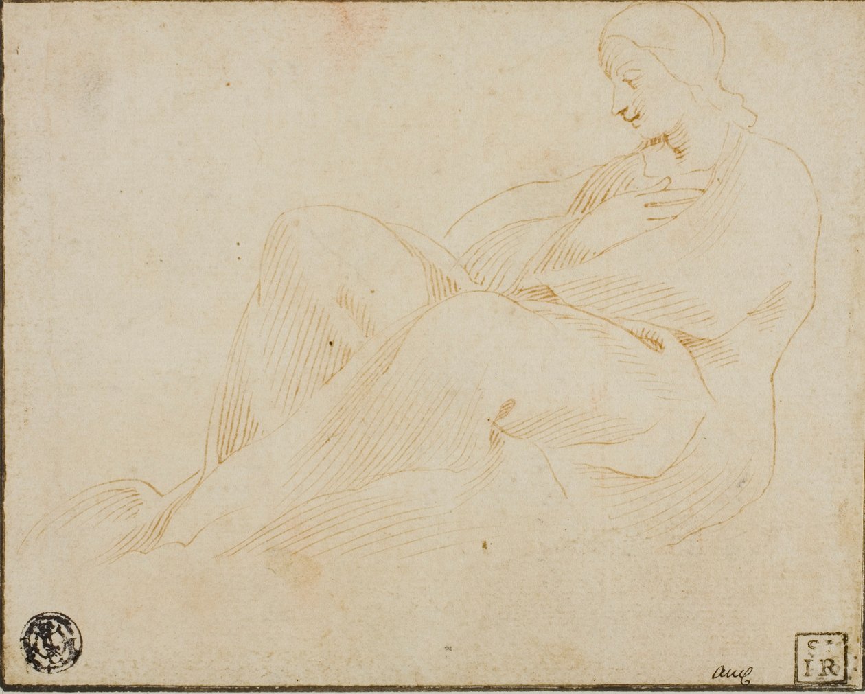 Mujer sentada con vestido en perfil de Lodovico Carracci
