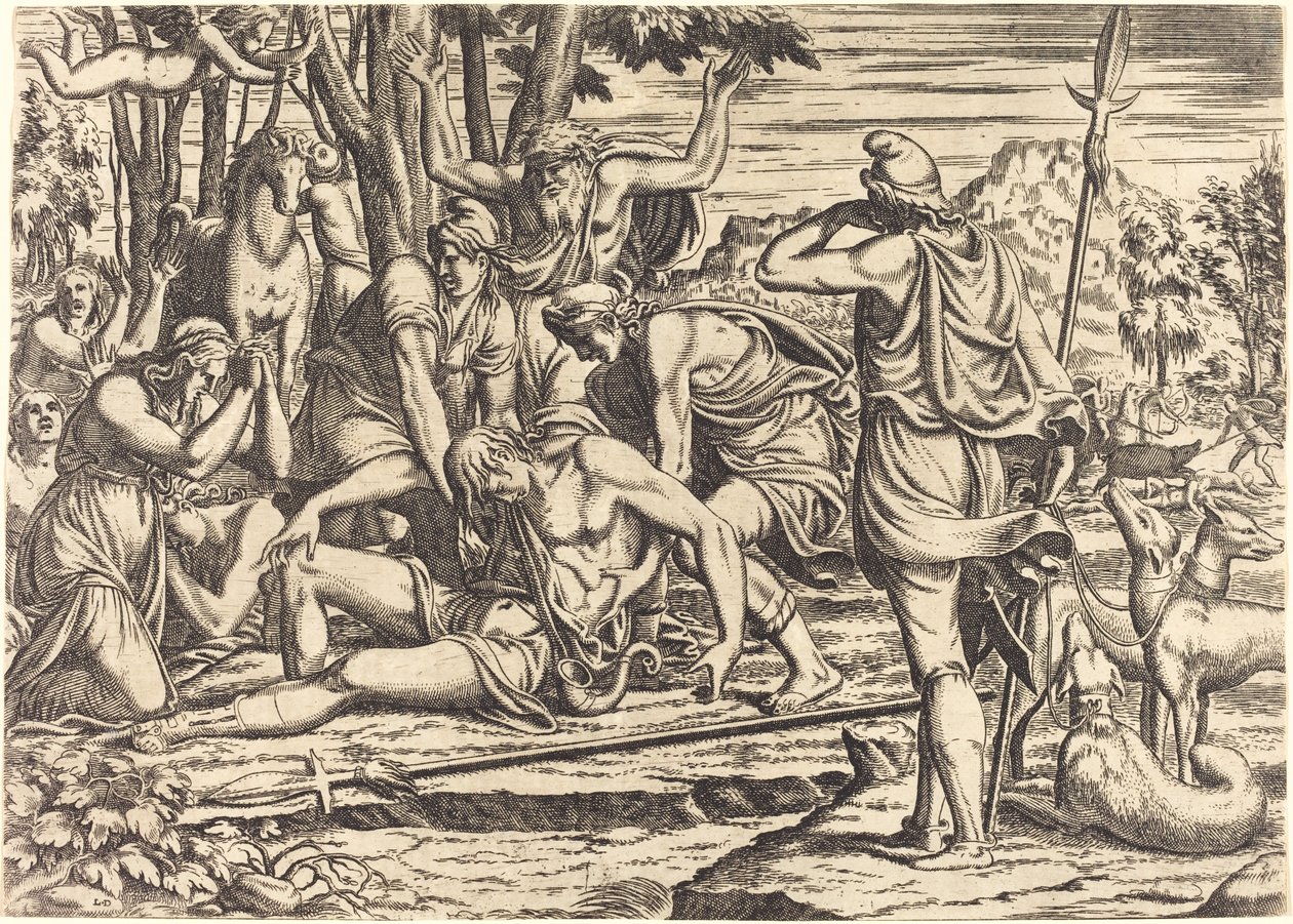 La Muerte de Adonis de Léon Davent after Luca Penni