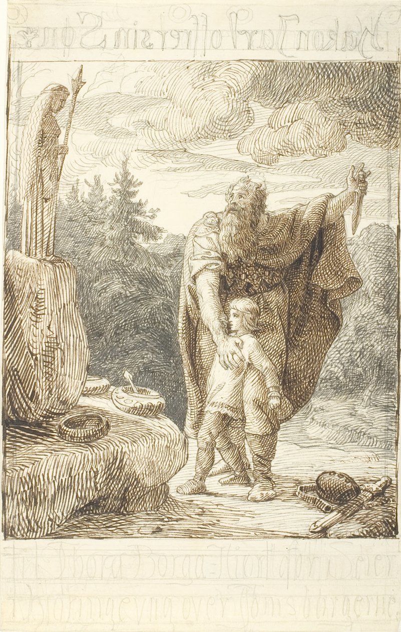 Hakon Jarl sacrifica a su hijo de Lorenz Frølich