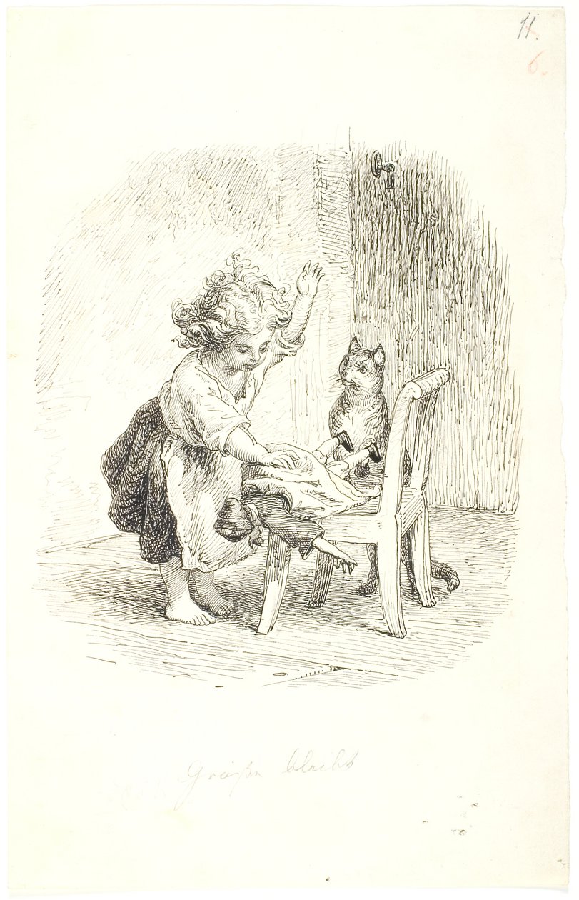 Niña pequeña dando una nalgada a su muñeca de Lorenz Frølich