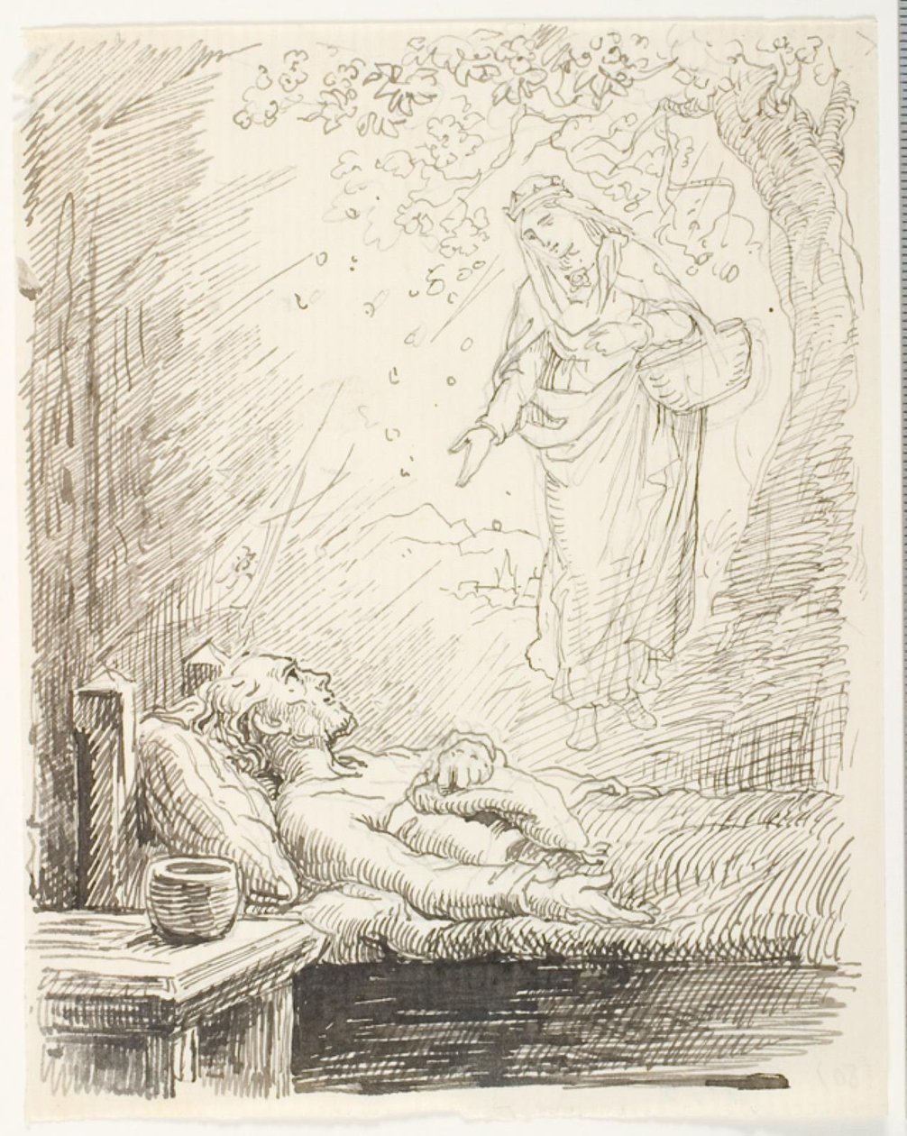 Boceto para el gorro nocturno del soltero de Lorenz Frølich