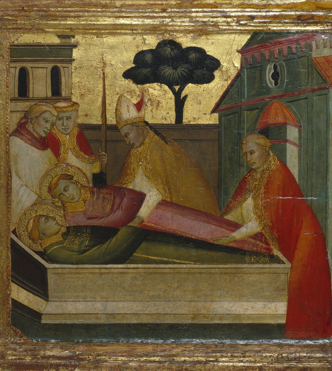 San Lorenzo enterrado en la tumba de San Esteban de Lorenzo di Niccolò
