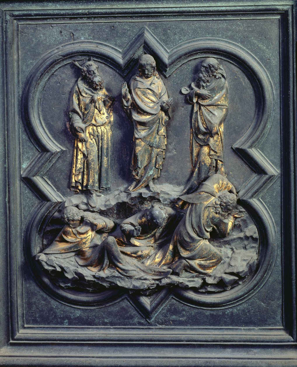 La Transfiguración, noveno panel de las Puertas Norte del Baptisterio de San Giovanni, 1403-24 de Lorenzo Ghiberti