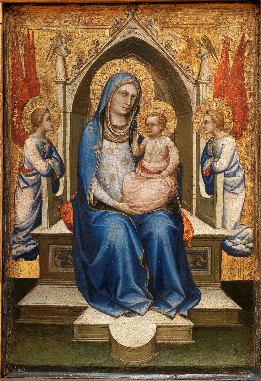 Madonna Entonizada entre Dos Ángeles Adoradores, c.1400 de Lorenzo Monaco