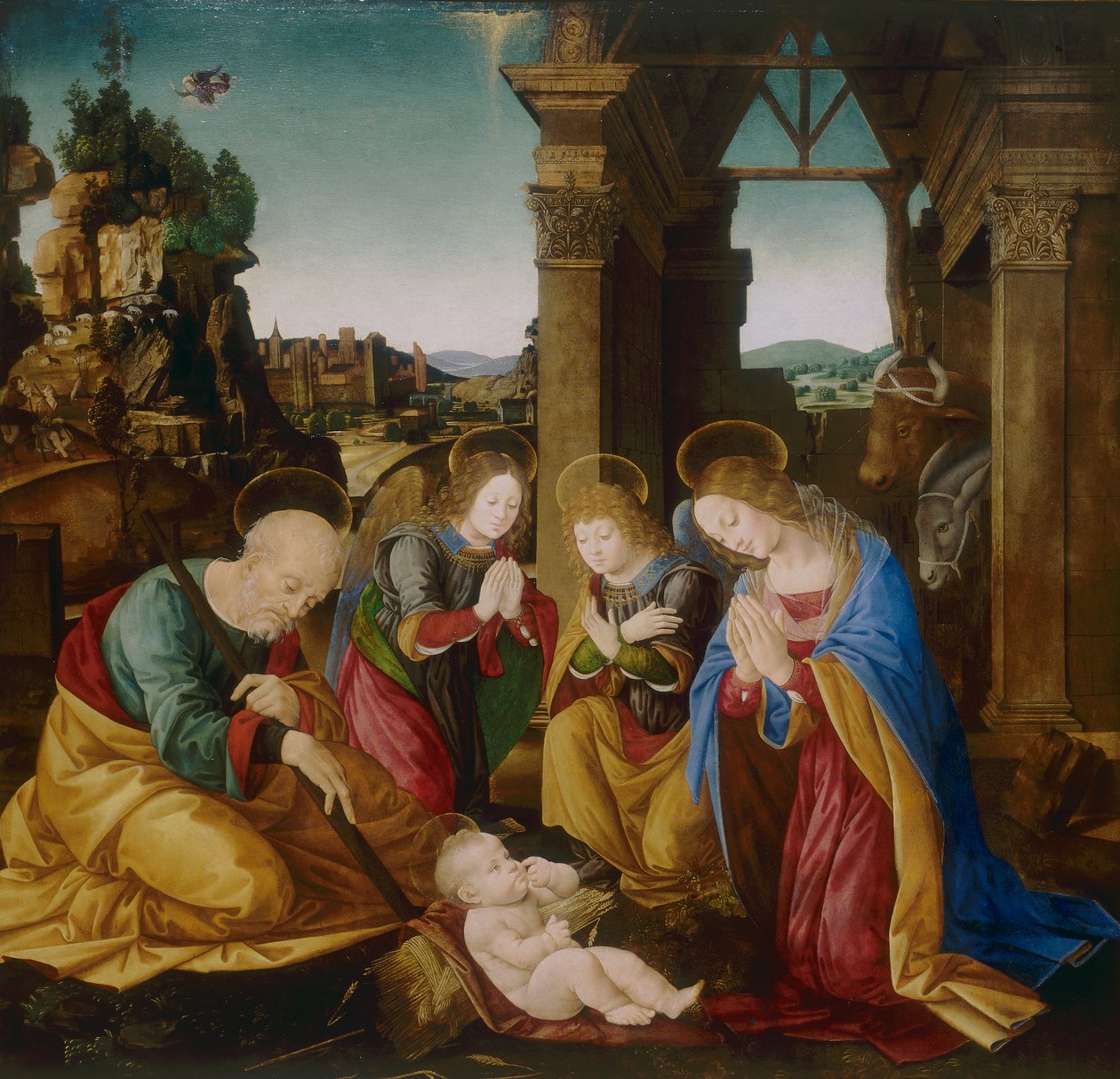 Adoración del Niño de Lorenzo di school of Credi