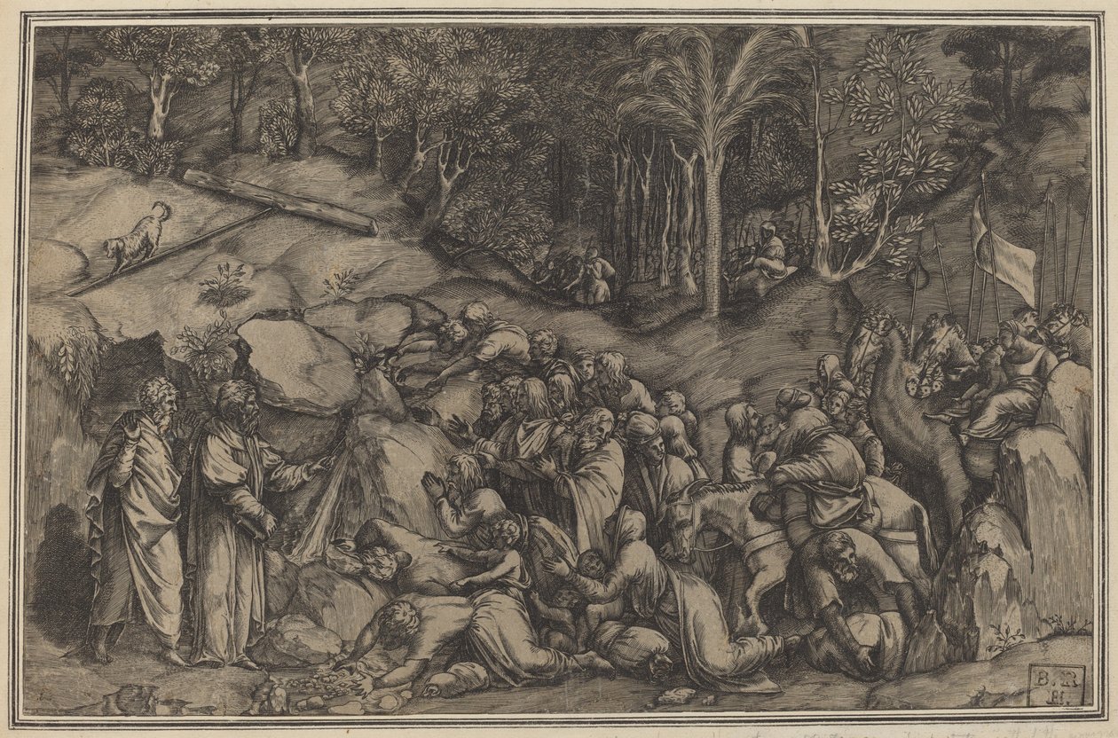 Moisés golpeando la roca de Lorenzo de Musi