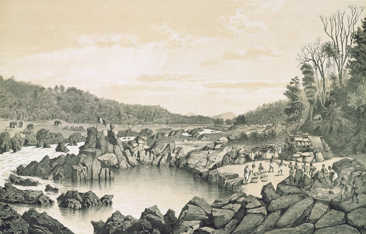 Campamento francés en las orillas del río Mekong, del 