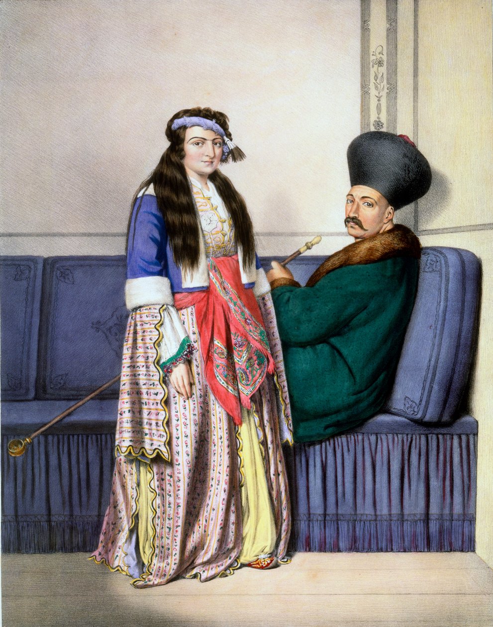 Un príncipe armenio y su esposa - Lámina XXVII, grabado por Lemercier de 