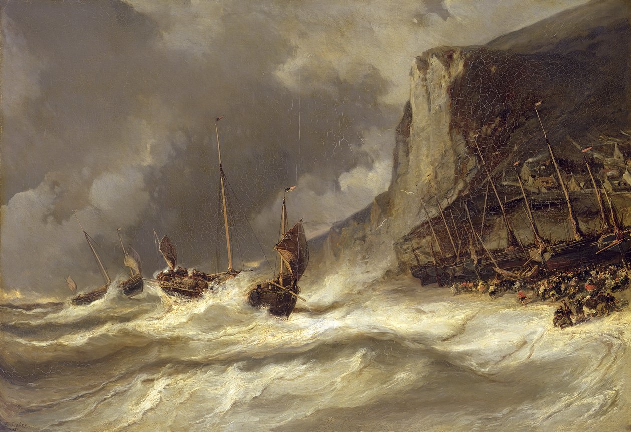 Tormenta en la Costa de Etretat, Normandía, 1851 de Eugene Isabey