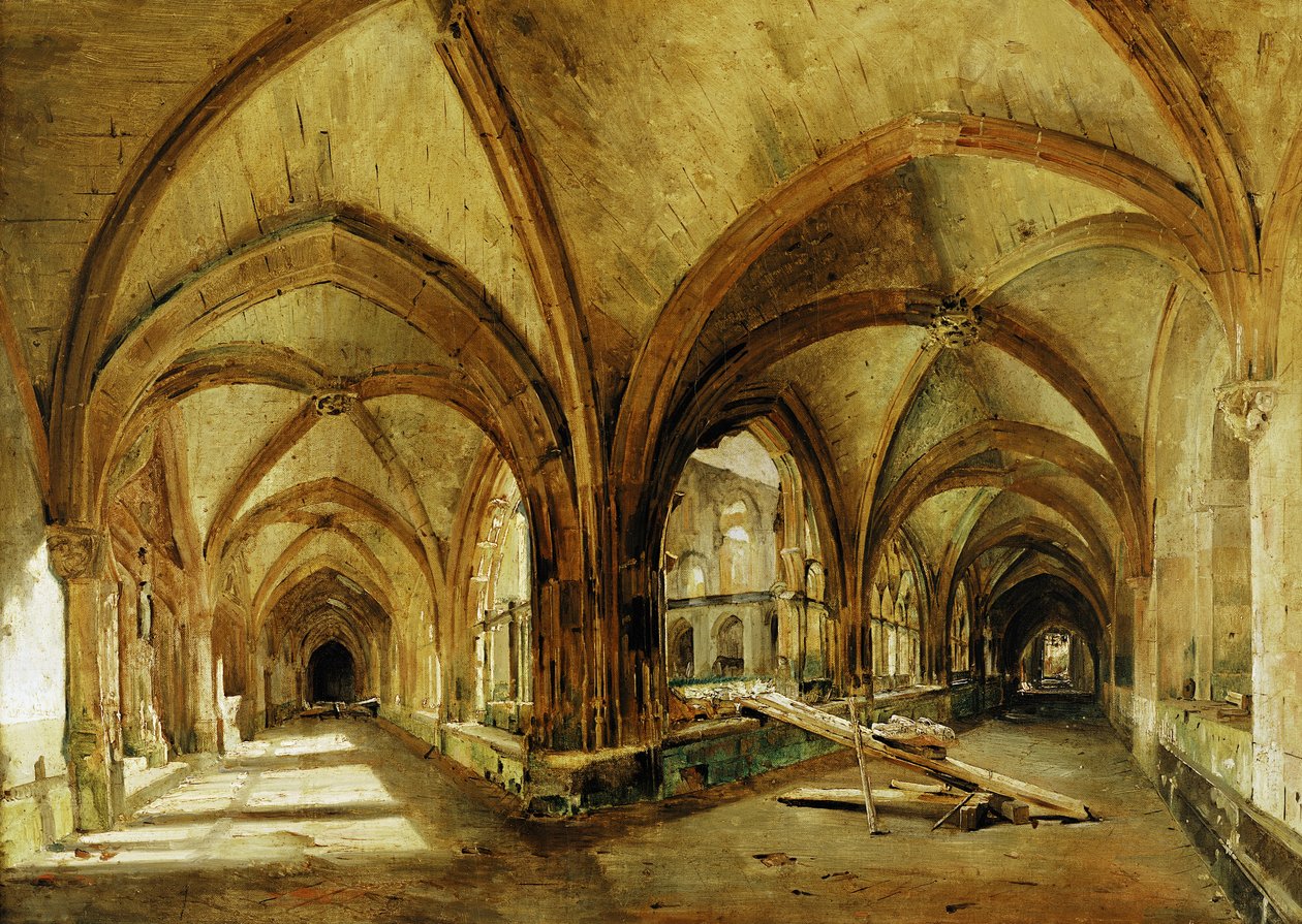 Los Claustros de St. Wandrille, c.1825-30 de Eugene Isabey